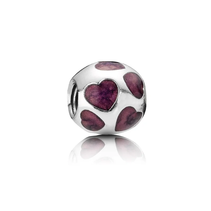 (imagem para) Charm PANDORA de Prata Esmaltado Mini Corações Roxos - 790543EN21