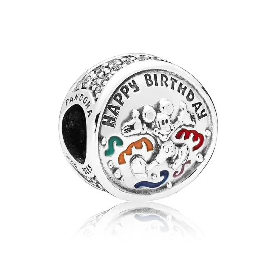(imagem para) Charm Pandora de prata Feliz aniversario de Mickey Mouse