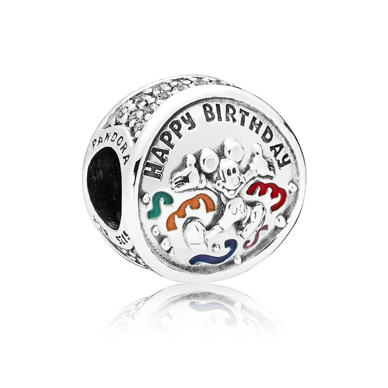 (imagem para) Charm Pandora de prata Feliz aniversario de Mickey Mouse
