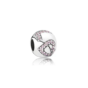 Charm PANDORA de Prata Love - Pavê Rosa - 791196PCZ (imagem para) Charm PANDORA de Prata Love - Pavê Rosa - 791196PCZ