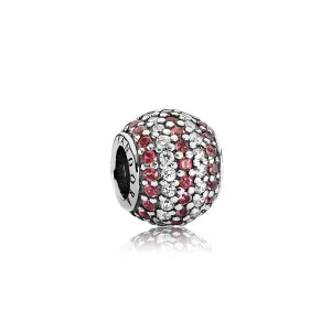 Charm PANDORA de Prata Pavê de Zircônia Bicolor Vermelha - 791172CZR (imagem para) Charm PANDORA de Prata Pavê de Zircônia Bicolor Vermelha - 791172CZR