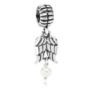 (imagem para) Charm PANDORA de Prata Pendente Asas de Anjo e Pérola - 790975P