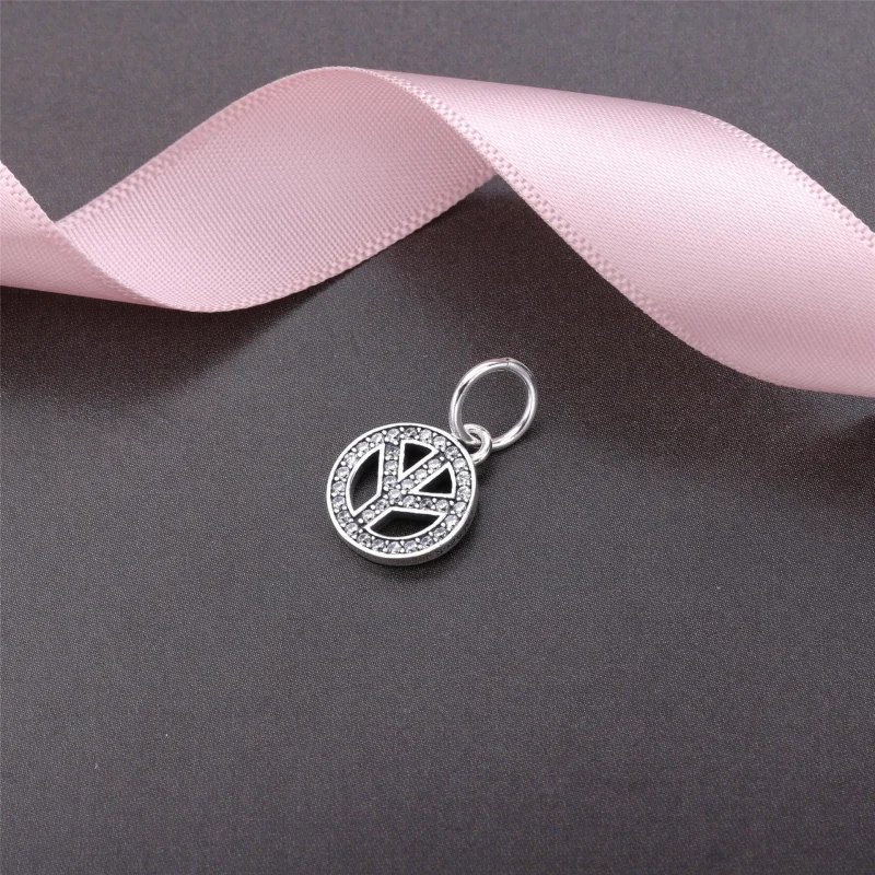 (imagem para) Charm PANDORA de Prata Pendente Brilhante Paz & Amor - 791308CZ - Visualizar 2