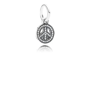 (imagem para) Charm PANDORA de Prata Pendente Brilhante Paz & Amor - 791308CZ
