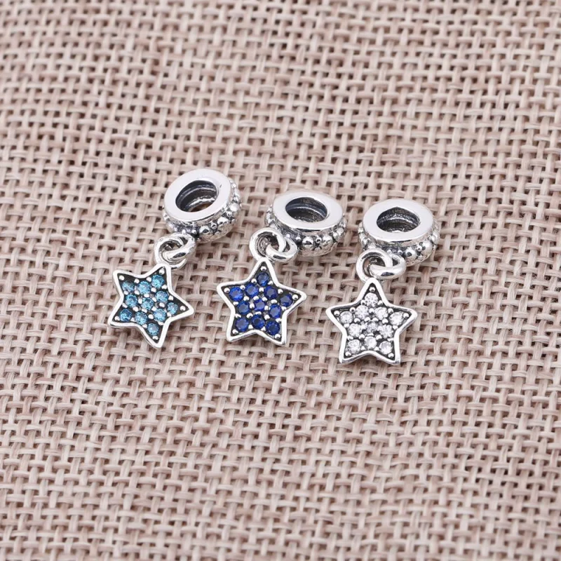 (imagem para) Charm PANDORA de Prata Pendente Estrela de Pavê Azul - 791024CZB - Visualizar 3