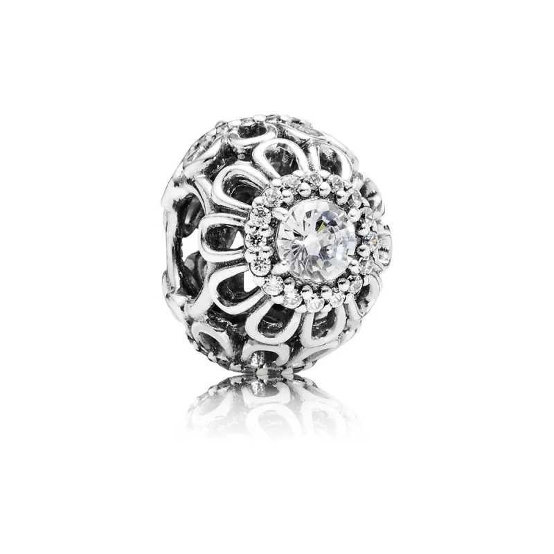 (imagem para) Charm PANDORA de Prata Vazado Brilho Floral - 791260CZ