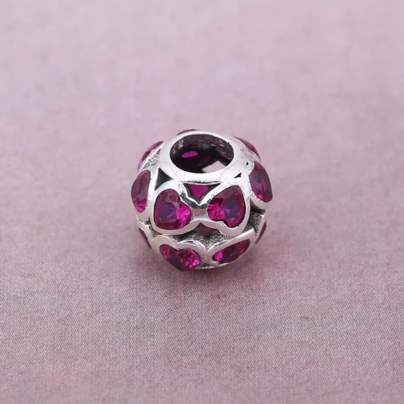 (imagem para) Charm PANDORA de Prata Vazado Corações Rosa - 791250CZS - Visualizar 3