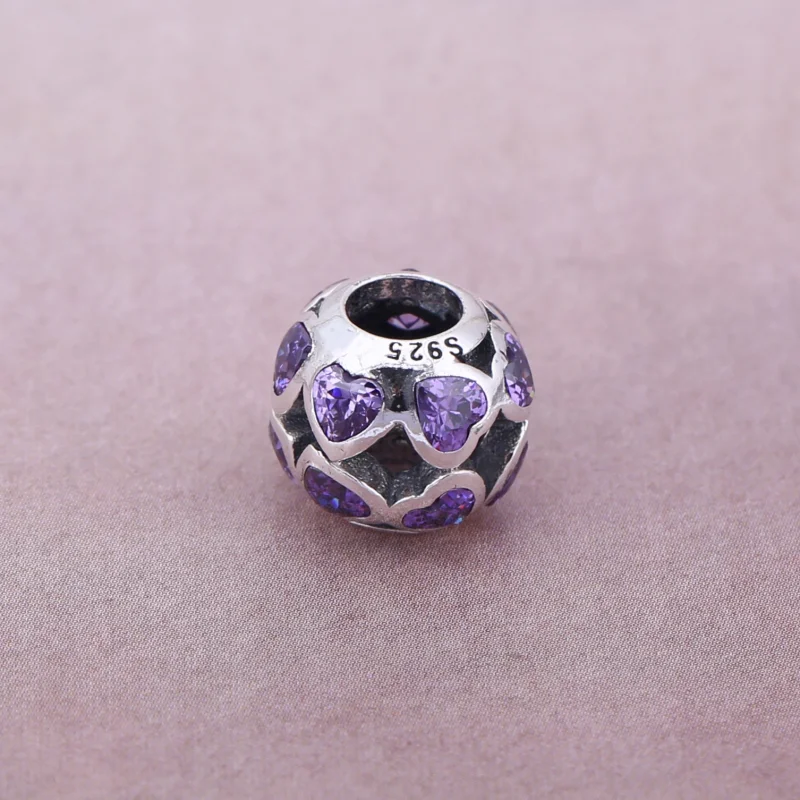 (imagem para) Charm PANDORA de Prata Vazado Corações Rosa - 791250CZS - Visualizar 4