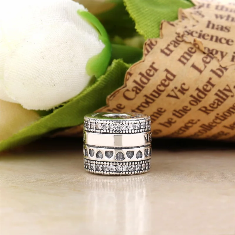 (imagem para) Charm PANDORA Signature - Corações e Pavê Giratórios - 797402CZ - Visualizar 3