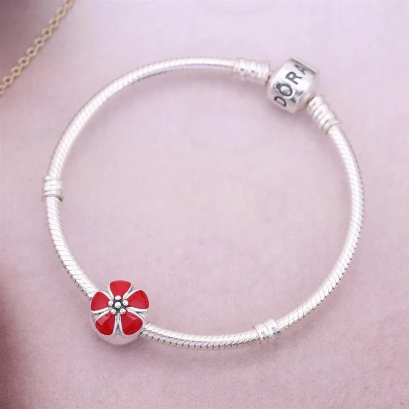 (imagem para) Clipe PANDORA de Prata e Esmalte Rosa - Flor de Cerejeira - 791041EN40 - Visualizar 3