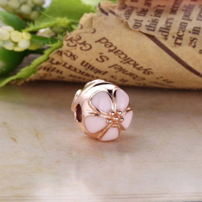 (imagem para) Clipe PANDORA de Prata e Esmalte Rosa - Flor de Cerejeira - 791041EN40 - Visualizar 5