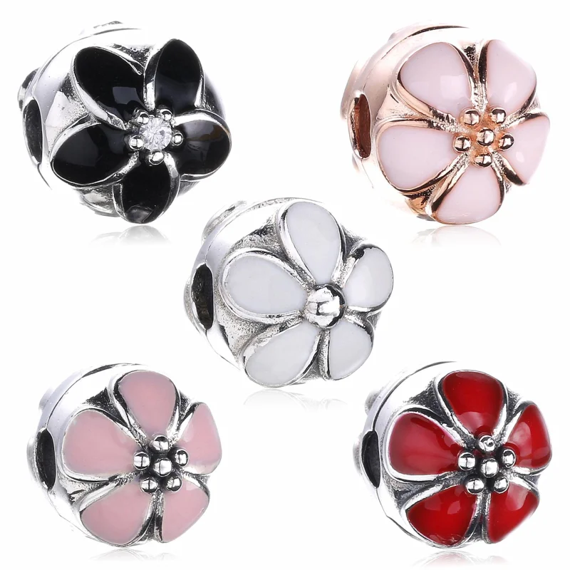 (imagem para) Clipe PANDORA de Prata e Esmalte Rosa - Flor de Cerejeira - 791041EN40 - Visualizar 7