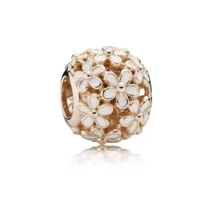 (imagem para) Openwork daisy PANDORA Rose charm with white enamel - 780004EN12