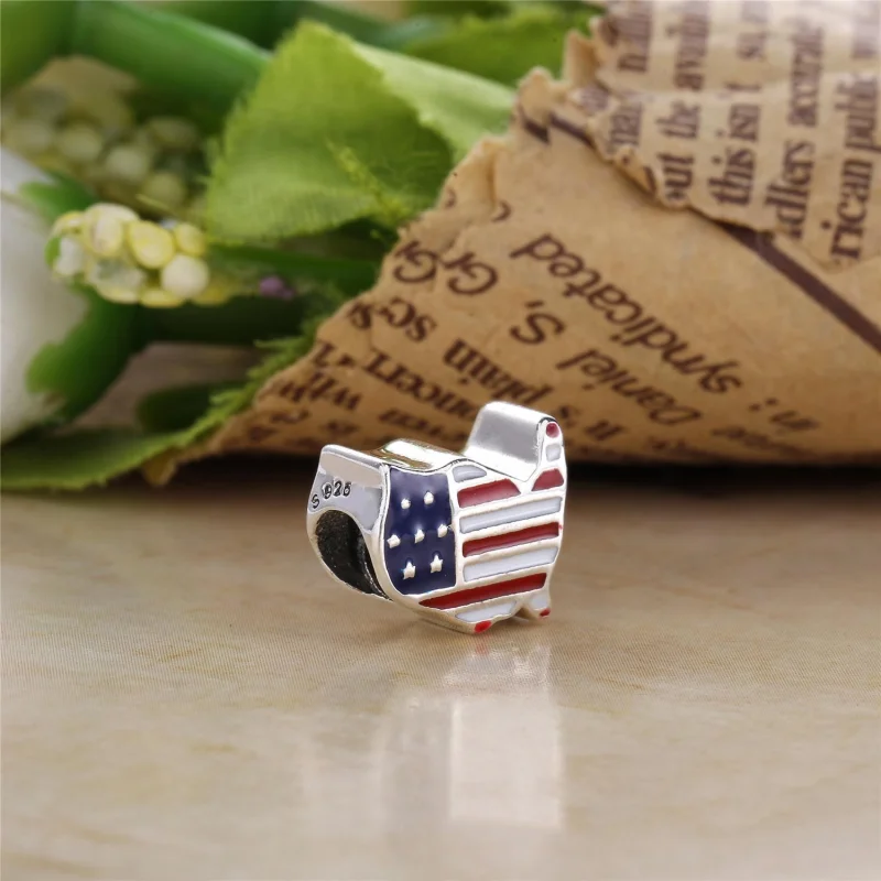 (imagem para) Charm PANDORA de Prata Bandeira dos Estados Unidos - 791272ENMX - Visualizar 3