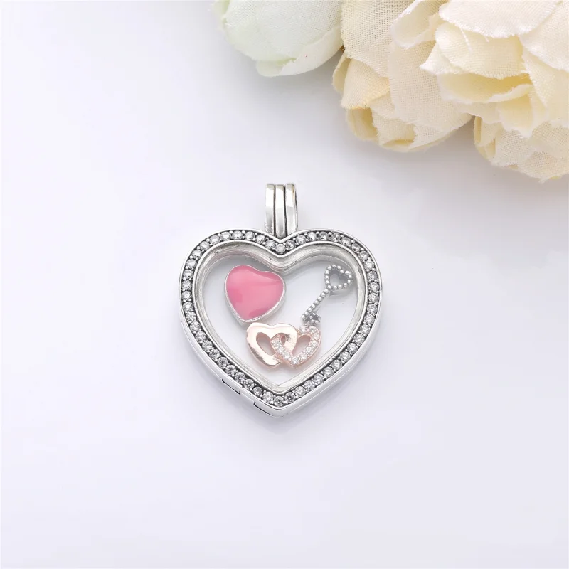 (imagem para) PANDORA Petite Floating Locket Brilhante Coração - 797248CZ - Visualizar 3
