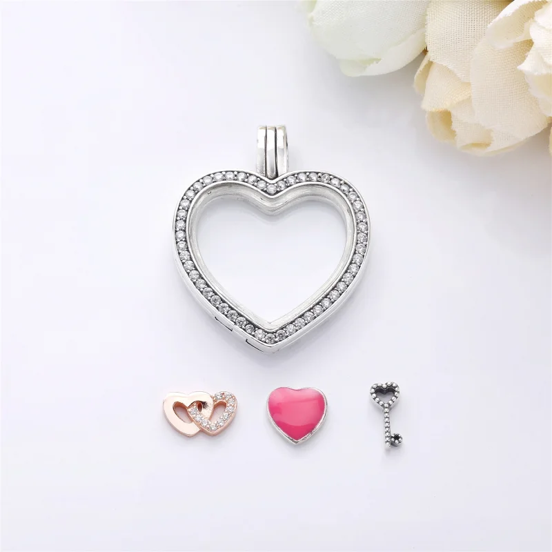 (imagem para) PANDORA Petite Floating Locket Brilhante Coração - 797248CZ - Visualizar 4