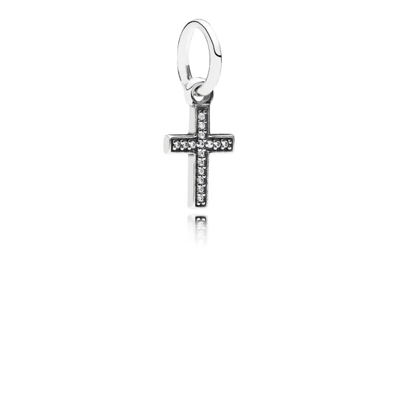 (imagem para) Charm PANDORA de Prata Pendente Brilhante Crucifixo - 791310CZ
