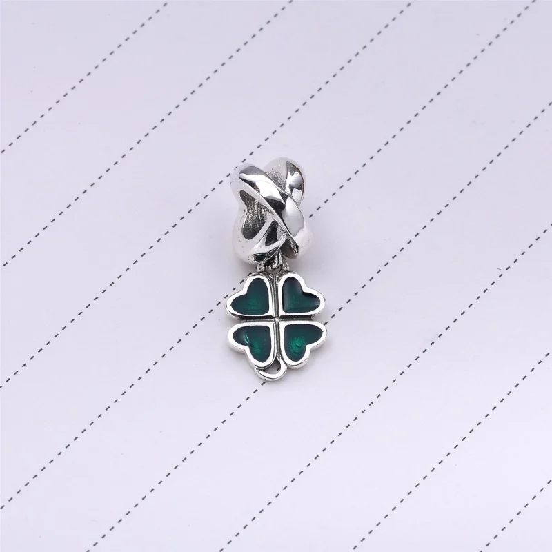 (imagem para) Four-leaf clover silver dangle with pink enamel - 790572EN07 - Visualizar 3