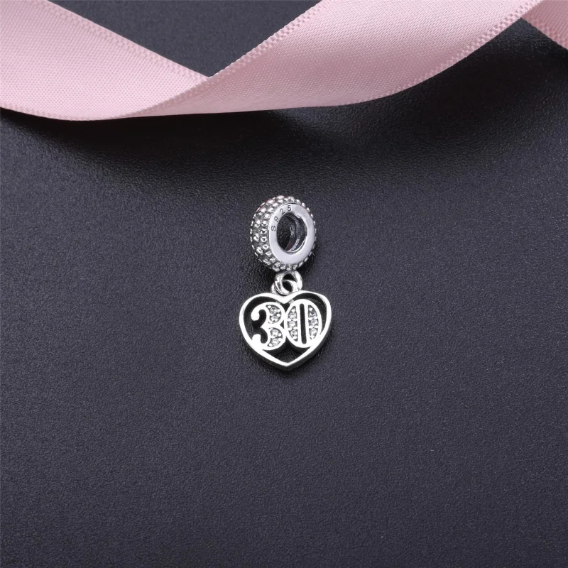 (imagem para) Charm PANDORA de Prata Aniversário Casamento de 30 Anos - 791287CZ - Visualizar 2