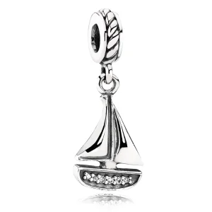 Charm PANDORA de Prata Pendente Barco Velejador - 791138CZ (imagem para) Charm PANDORA de Prata Pendente Barco Velejador - 791138CZ