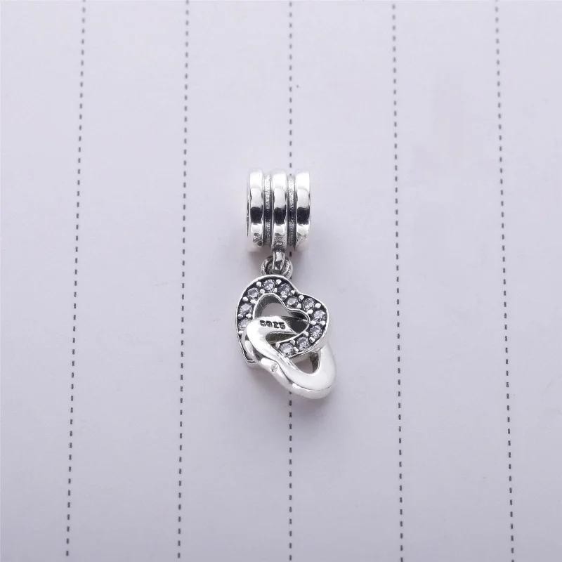 (imagem para) Charm PANDORA de Prata Pendente Dois Corações em Um - 791242CZ - Visualizar 2