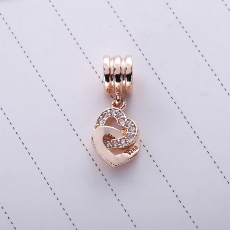 (imagem para) Charm PANDORA de Prata Pendente Dois Corações em Um - 791242CZ - Visualizar 3