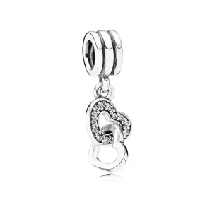 (imagem para) Charm PANDORA de Prata Pendente Dois Corações em Um - 791242CZ