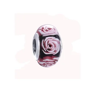 Charm berloques Pandora de prata Flor rosa (imagem para) Charm berloques Pandora de prata Flor rosa