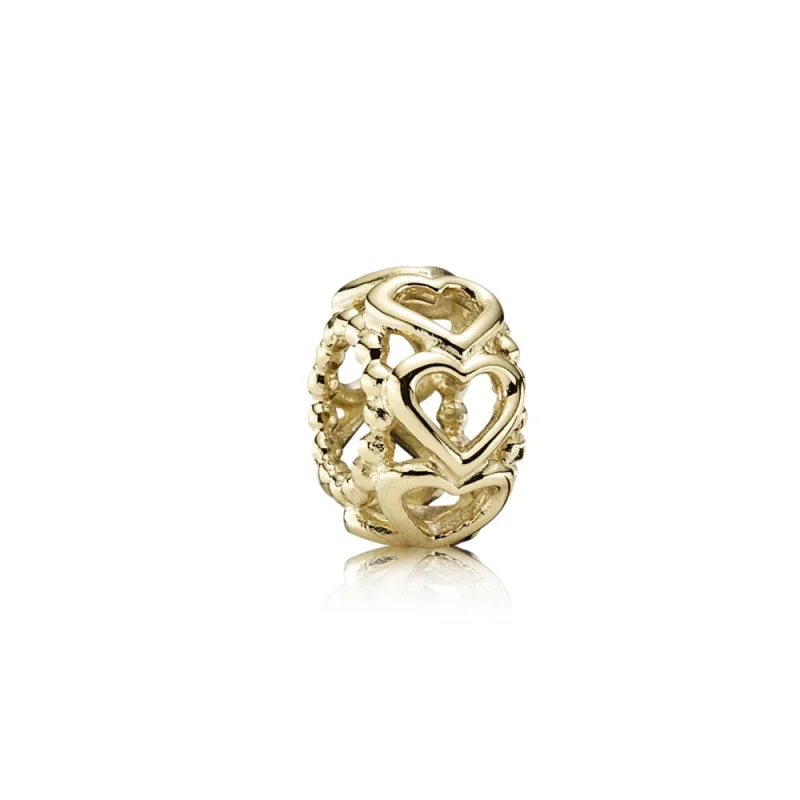 (imagem para) Separador PANDORA de Ouro Vazado Corações 