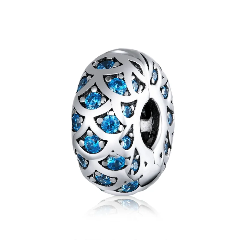 (imagem para) Clipe De Prata Elegância Azul estilo Pandora - SCC1513