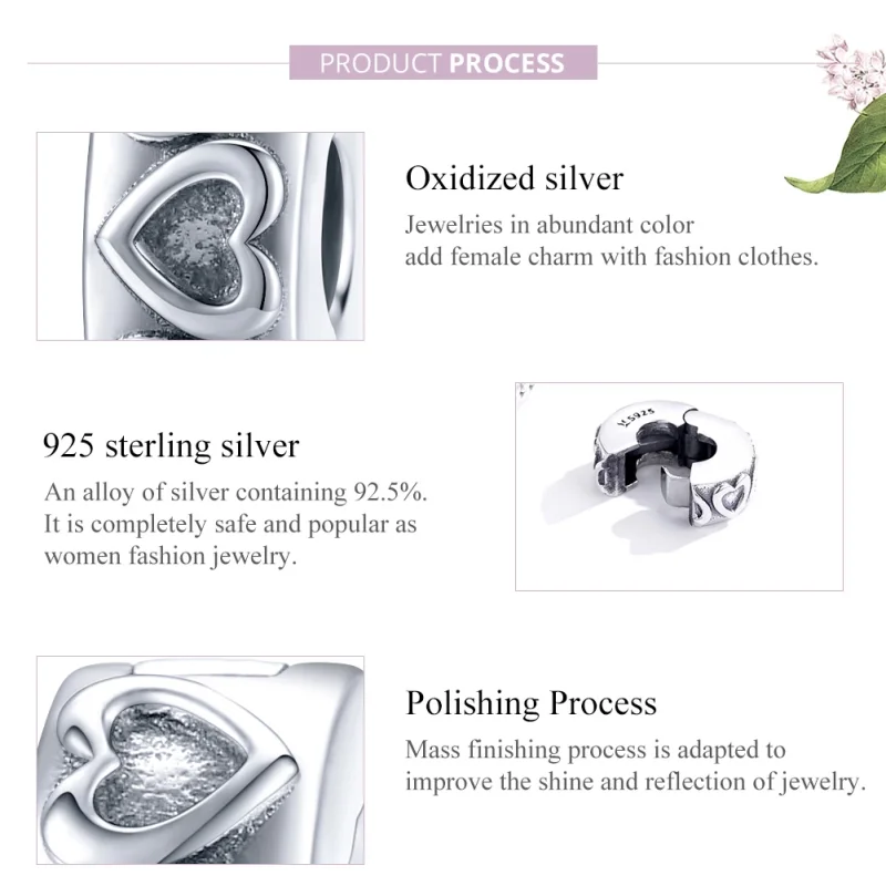 (imagem para) Clipe De Prata Relevo vintage estilo Pandora - SCC1557 - Visualizar 8