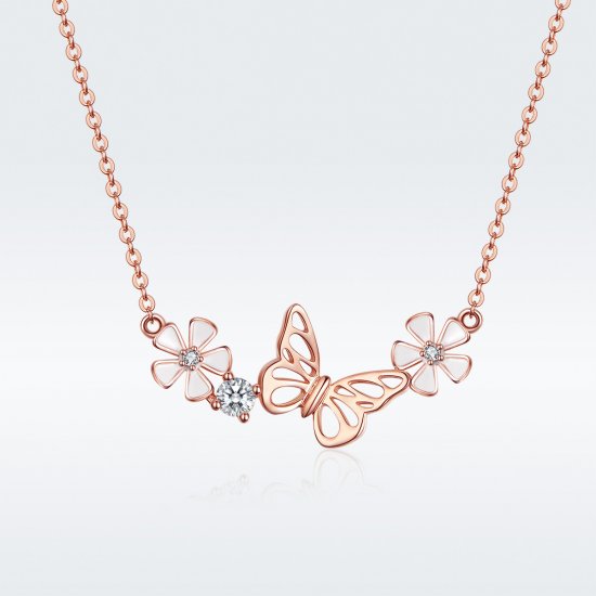 Colar Borboleta Dançante estilo Pandora Rose - BSN053  Clique na imagem para fechar