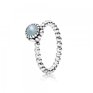 Anel PANDORA de Prata, birthstone-Março, aquamarine - 190854AQ Anel PANDORA de Prata, birthstone-Março, aquamarine - 190854AQ