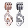 Charm PANDORA de Prata Pendente Dois Corações em Um - 791242CZ