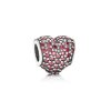 Charm berloques PANDORA De Prata Pavê Coração Vermelho