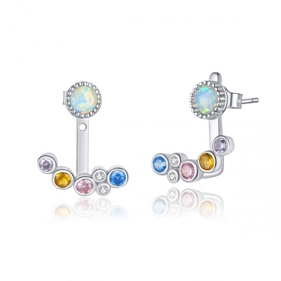 Brincos Petit Bolhas Coloful estilo Pandora - BSE392  Clique na imagem para fechar