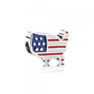 Charm PANDORA de Prata Bandeira dos Estados Unidos - 791272ENMX Charm PANDORA de Prata Bandeira dos Estados Unidos - 791272ENMX