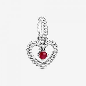 Charm Pendente Coração Esferas Vermelho Escuro - Mês De Janeiro - 798854C08