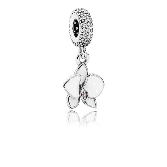 Pingente PANDORA Brilhante Orquídea Branca - Flor da Pureza do Amor  Clique na imagem para fechar