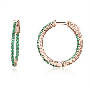 Brinco Argolas Estilo Verde estilo Pandora Rosa - SCE511 Brinco Argolas Estilo Verde estilo Pandora Rosa - SCE511