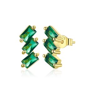 Brincos Petit Esmeralda Sólido estilo Pandora - SCE1051-GN Brincos Petit Esmeralda Sólido estilo Pandora - SCE1051-GN