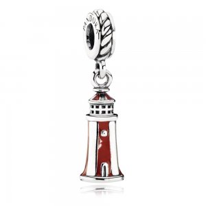 Charm PANDORA de Prata Esmaltado Farol - 791137EN42 Charm PANDORA de Prata Esmaltado Farol - 791137EN42