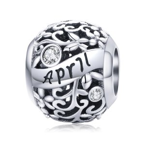Charm Pedra de nascimento de abril estilo Pandora - SCC1385-4