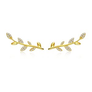 Brincos Petit Ramo de folhas estilo Pandora - SCE556 Brincos Petit Ramo de folhas estilo Pandora - SCE556