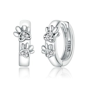 Brinco Argolas Cute Paw Print estilo Pandora - SCE938 Brinco Argolas Cute Paw Print estilo Pandora - SCE938