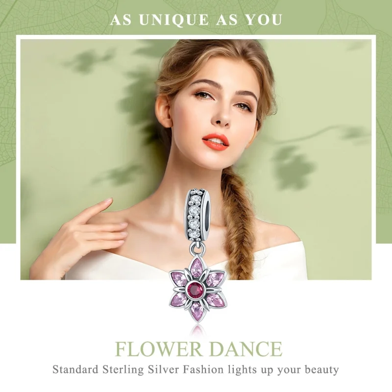 (imagem para) Charm Pendente A dança das flores estilo Pandora - SCC840 - Visualizar 6