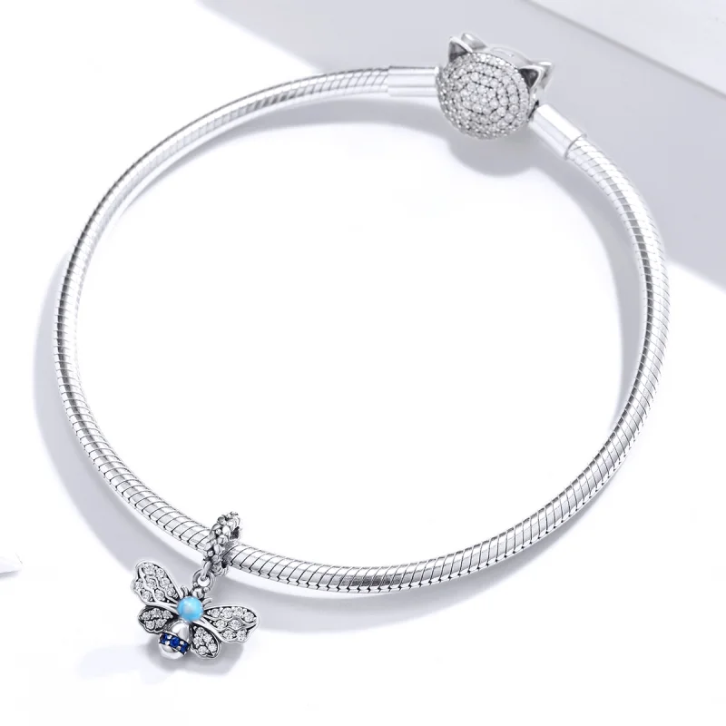 (imagem para) Charm Pendente Abelha Azul estilo Pandora - SCC1480 - Visualizar 3