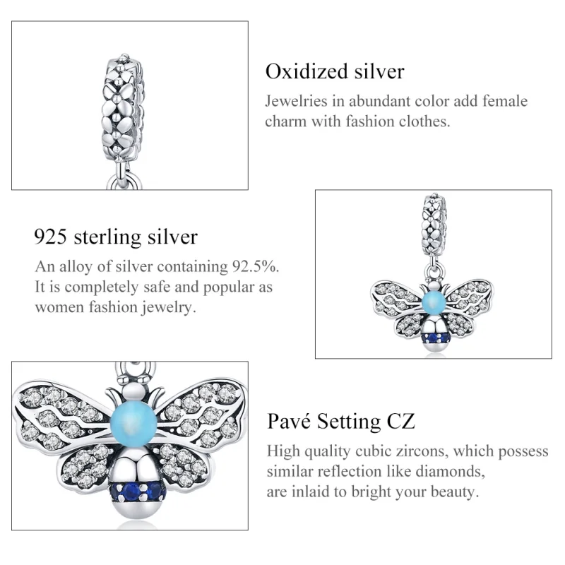 (imagem para) Charm Pendente Abelha Azul estilo Pandora - SCC1480 - Visualizar 7