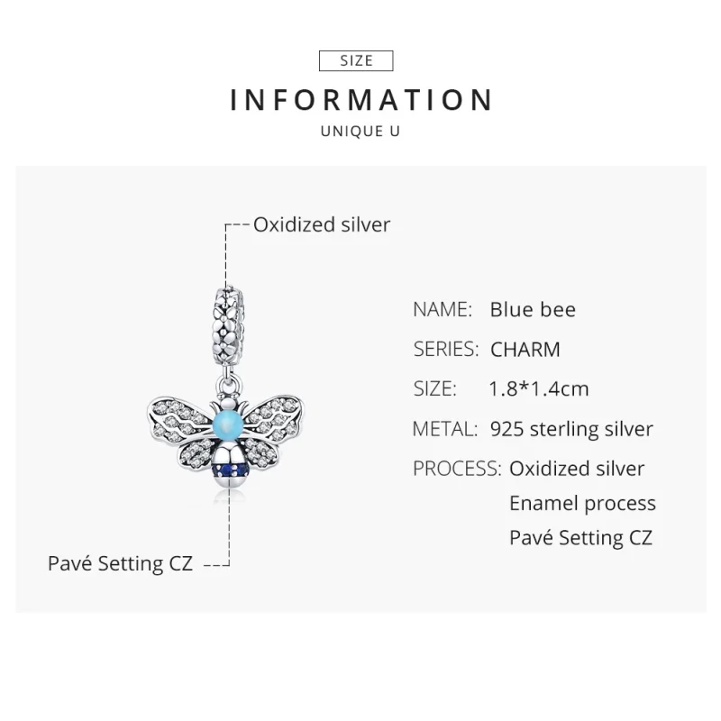 (imagem para) Charm Pendente Abelha Azul estilo Pandora - SCC1480 - Visualizar 8