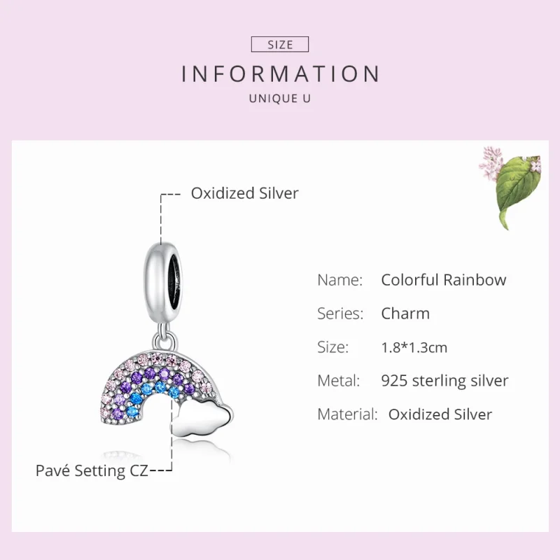 (imagem para) Charm Pendente Arco-íris colorido estilo Pandora - SCC1625 - Visualizar 7